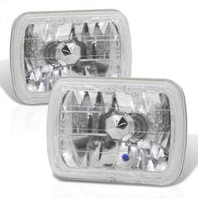 Load image into Gallery viewer, Universal 7x6" Rectangular Diamond Cut Halo Headlights Chrome Housing Clear Len