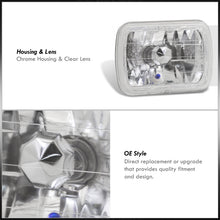 Load image into Gallery viewer, Universal 7x6" Rectangular Diamond Cut Halo Headlights Chrome Housing Clear Len