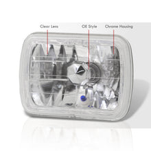 Load image into Gallery viewer, Universal 7x6" Rectangular Diamond Cut Halo Headlights Chrome Housing Clear Len