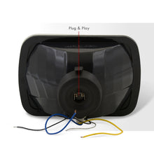 Load image into Gallery viewer, Universal 7x6" Rectangular Diamond Cut Halo Headlights Chrome Housing Clear Len