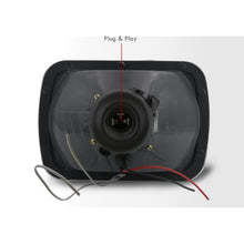 Load image into Gallery viewer, Universal 7x6" Rectangular Diamond Cut Halo Projector Headlights Chrome Housing Clear Len