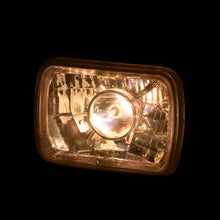 Load image into Gallery viewer, Universal 7x6" Rectangular Diamond Cut Halo Projector Headlights Chrome Housing Clear Len