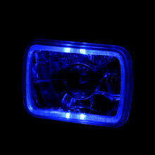 Load image into Gallery viewer, Universal 7x6" Rectangular Diamond Cut Halo Projector Headlights Chrome Housing Clear Len