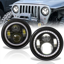 Load image into Gallery viewer, 7" Universal LED Halo Projector Headlights Black Housing Clear Len