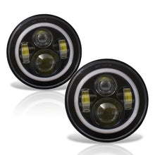 Load image into Gallery viewer, 7" Universal LED Halo Projector Headlights Black Housing Clear Len