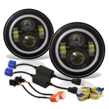 Load image into Gallery viewer, 7" Universal LED Halo Projector Headlights Black Housing Clear Len