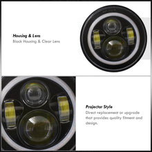 Load image into Gallery viewer, 7" Universal LED Halo Projector Headlights Black Housing Clear Len