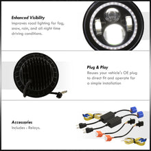Load image into Gallery viewer, 7" Universal LED Halo Projector Headlights Black Housing Clear Len