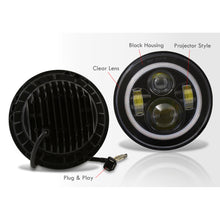 Load image into Gallery viewer, 7" Universal LED Halo Projector Headlights Black Housing Clear Len