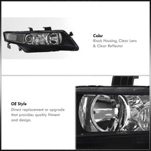 Load image into Gallery viewer, Acura TSX 2004-2008 Factory Style Headlights Black Housing Clear Len Clear Reflector