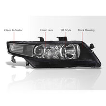 Load image into Gallery viewer, Acura TSX 2004-2008 Factory Style Headlights Black Housing Clear Len Clear Reflector