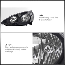 Load image into Gallery viewer, Acura RSX 2002-2004 Factory Style Headlights Black Housing Clear Len Clear Reflector
