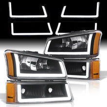 Load image into Gallery viewer, Chevrolet Silverado 2003-2006 LED DRL Bar Factory Style Headlights + Bumpers Black Housing Clear Len Amber Reflector