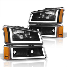 Load image into Gallery viewer, Chevrolet Silverado 2003-2006 LED DRL Bar Factory Style Headlights + Bumpers Black Housing Clear Len Amber Reflector