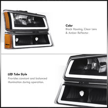 Load image into Gallery viewer, Chevrolet Silverado 2003-2006 LED DRL Bar Factory Style Headlights + Bumpers Black Housing Clear Len Amber Reflector