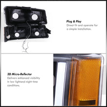 Load image into Gallery viewer, Chevrolet Silverado 2003-2006 LED DRL Bar Factory Style Headlights + Bumpers Black Housing Clear Len Amber Reflector