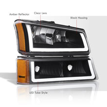 Load image into Gallery viewer, Chevrolet Silverado 2003-2006 LED DRL Bar Factory Style Headlights + Bumpers Black Housing Clear Len Amber Reflector