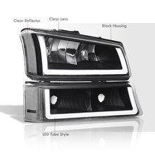 Load image into Gallery viewer, Chevrolet Silverado 2003-2006 LED DRL Bar Factory Style Headlights + Bumpers Black Housing Clear Len Clear Reflector