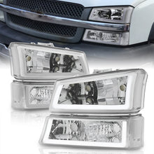 Load image into Gallery viewer, Chevrolet Silverado 2003-2006 LED DRL Bar Factory Style Headlights + Bumpers Chrome Housing Clear Len Clear Reflector