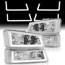Load image into Gallery viewer, Chevrolet Silverado 2003-2006 LED DRL Bar Factory Style Headlights + Bumpers Chrome Housing Clear Len Clear Reflector
