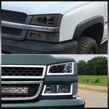 Load image into Gallery viewer, Chevrolet Silverado 2003-2006 LED DRL Bar Factory Style Headlights + Bumpers Chrome Housing Smoke Len Clear Reflector