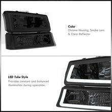 Load image into Gallery viewer, Chevrolet Silverado 2003-2006 LED DRL Bar Factory Style Headlights + Bumpers Chrome Housing Smoke Len Clear Reflector