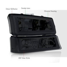 Load image into Gallery viewer, Chevrolet Silverado 2003-2006 LED DRL Bar Factory Style Headlights + Bumpers Chrome Housing Smoke Len Clear Reflector