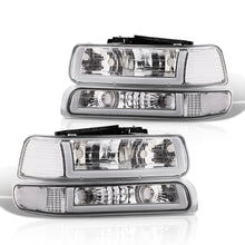 Load image into Gallery viewer, Chevrolet Silverado 1999-2002 / Suburban Tahoe 2000-2006 LED DRL Bar Factory Style Headlights + Bumpers Chrome Housing Clear Len Clear Reflector