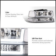 Load image into Gallery viewer, Chevrolet Silverado 1999-2002 / Suburban Tahoe 2000-2006 LED DRL Bar Factory Style Headlights + Bumpers Chrome Housing Clear Len Clear Reflector