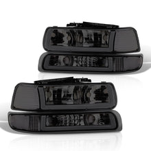 Load image into Gallery viewer, Chevrolet Silverado 1999-2002 / Suburban Tahoe 2000-2006 LED DRL Bar Factory Style Headlights + Bumpers Chrome Housing Smoke Len Clear Reflector