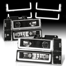 Load image into Gallery viewer, Chevrolet C/K 1500 2500 3500 1988-1993 LED DRL Bar Projector Headlights + Bumpers + Corners Black Housing Clear Len Clear Reflector
