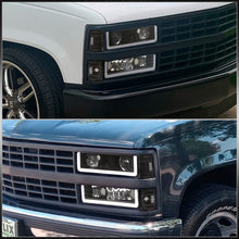 Load image into Gallery viewer, Chevrolet C/K 1500 2500 3500 1988-1993 LED DRL Bar Projector Headlights + Bumpers + Corners Black Housing Clear Len Clear Reflector