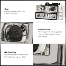 Load image into Gallery viewer, Chevrolet C/K 1500 2500 3500 1988-1993 LED DRL Bar Projector Headlights + Bumpers + Corners Chrome Housing Clear Len Clear Reflector