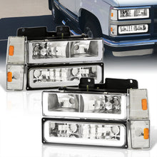 Load image into Gallery viewer, Chevrolet C/K 1500 2500 3500 1988-1993 LED DRL Bar Factory Style Headlights + Bumpers + Corners Chrome Housing Clear Len Amber Reflector