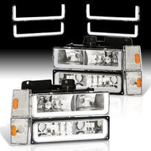 Load image into Gallery viewer, Chevrolet C/K 1500 2500 3500 1988-1993 LED DRL Bar Factory Style Headlights + Bumpers + Corners Chrome Housing Clear Len Amber Reflector