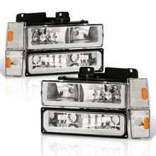 Load image into Gallery viewer, Chevrolet C/K 1500 2500 3500 1988-1993 LED DRL Bar Factory Style Headlights + Bumpers + Corners Chrome Housing Clear Len Amber Reflector