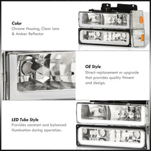 Load image into Gallery viewer, Chevrolet C/K 1500 2500 3500 1988-1993 LED DRL Bar Factory Style Headlights + Bumpers + Corners Chrome Housing Clear Len Amber Reflector
