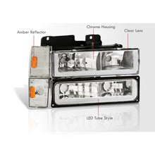 Load image into Gallery viewer, Chevrolet C/K 1500 2500 3500 1988-1993 LED DRL Bar Factory Style Headlights + Bumpers + Corners Chrome Housing Clear Len Amber Reflector