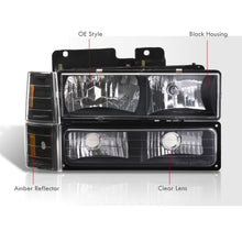 Load image into Gallery viewer, Chevrolet C/K 1500 2500 3500 1988-1993 Factory Style Headlights + Bumpers + Corners Lights Black Housing Clear Len Amber Reflector