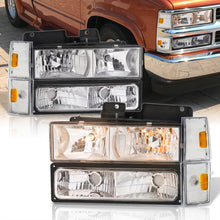 Load image into Gallery viewer, Chevrolet C/K 1500 2500 3500 1988-1993 Factory Style Headlights + Bumpers + Corners Lights Chrome Housing Clear Len Amber Reflector