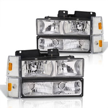 Load image into Gallery viewer, Chevrolet C/K 1500 2500 3500 1988-1993 Factory Style Headlights + Bumpers + Corners Lights Chrome Housing Clear Len Amber Reflector