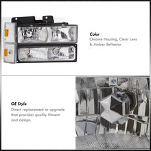 Load image into Gallery viewer, Chevrolet C/K 1500 2500 3500 1988-1993 Factory Style Headlights + Bumpers + Corners Lights Chrome Housing Clear Len Amber Reflector