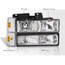 Load image into Gallery viewer, Chevrolet C/K 1500 2500 3500 1988-1993 Factory Style Headlights + Bumpers + Corners Lights Chrome Housing Clear Len Amber Reflector