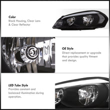 Load image into Gallery viewer, Chevrolet Impala 2006-2013 LED DRL Bar Factory Style Headlights Black Housing Clear Len Clear Reflector