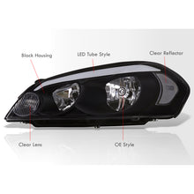 Load image into Gallery viewer, Chevrolet Impala 2006-2013 LED DRL Bar Factory Style Headlights Black Housing Clear Len Clear Reflector