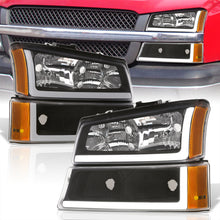 Load image into Gallery viewer, Chevrolet Silverado 2003-2006 LED DRL Bar Factory Style Headlights + Bumpers Black Housing Clear Len Amber Reflector