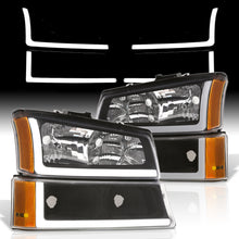 Load image into Gallery viewer, Chevrolet Silverado 2003-2006 LED DRL Bar Factory Style Headlights + Bumpers Black Housing Clear Len Amber Reflector