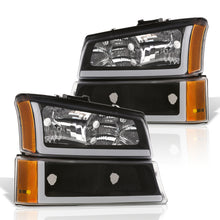 Load image into Gallery viewer, Chevrolet Silverado 2003-2006 LED DRL Bar Factory Style Headlights + Bumpers Black Housing Clear Len Amber Reflector