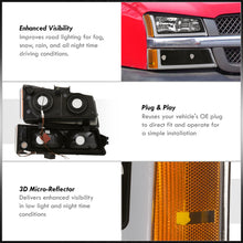 Load image into Gallery viewer, Chevrolet Silverado 2003-2006 LED DRL Bar Factory Style Headlights + Bumpers Black Housing Clear Len Amber Reflector