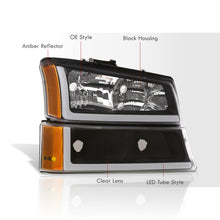 Load image into Gallery viewer, Chevrolet Silverado 2003-2006 LED DRL Bar Factory Style Headlights + Bumpers Black Housing Clear Len Amber Reflector